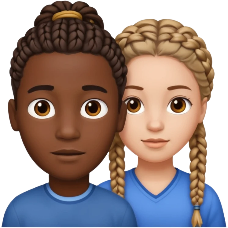 Black boy with braids with white girl and brown hair  emoji