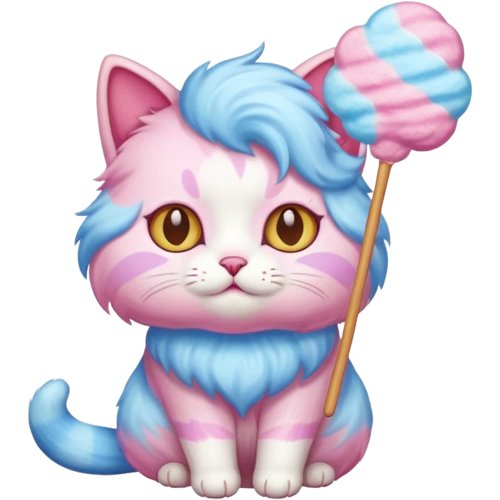 cat with coton candy emoji