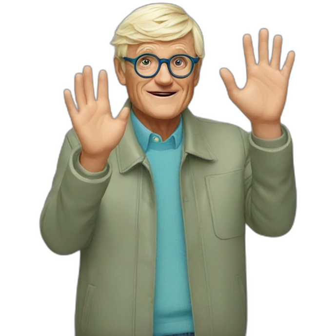 David Hockney waving emoji