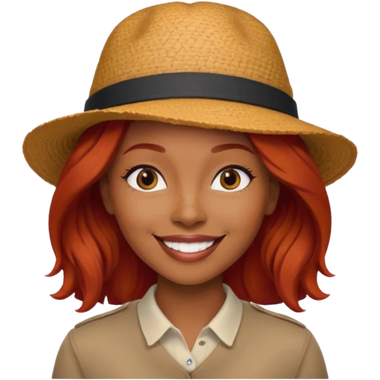 hatted and red haired black woman emoji