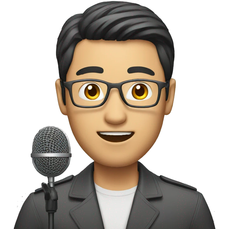 asian man  reporter with microphone emoji