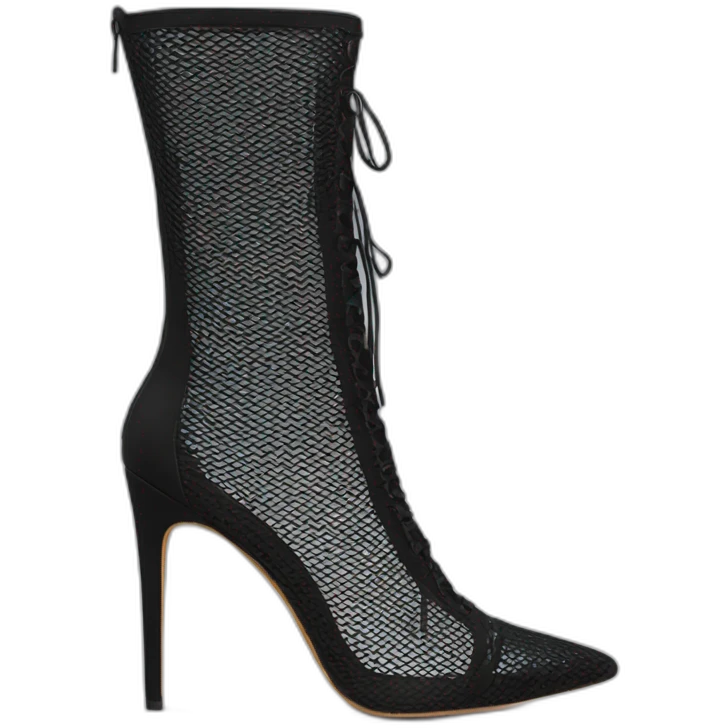 mesh high heels boot black emoji