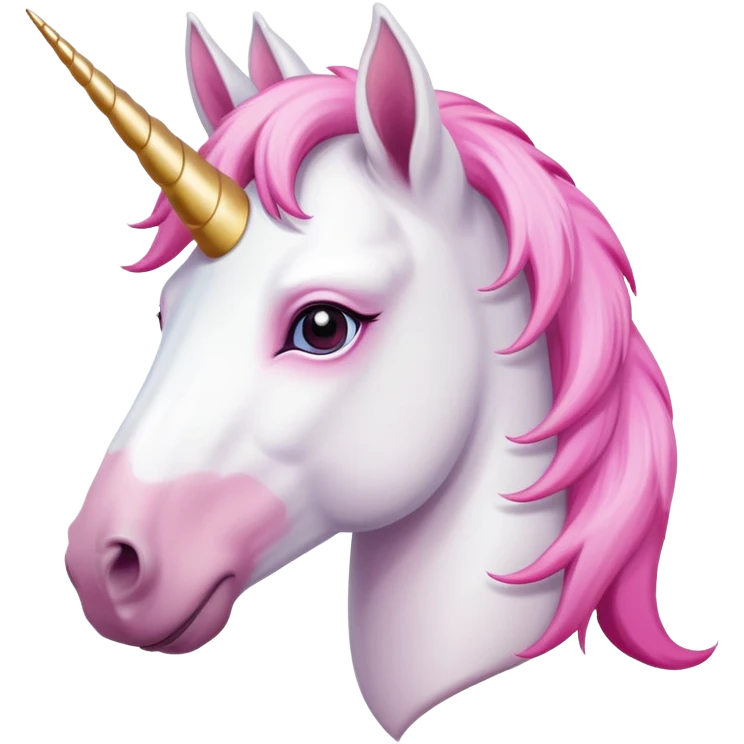 head of an anthropomorphised female unicorn horse, looking straight ahead, relaxed pose emoji