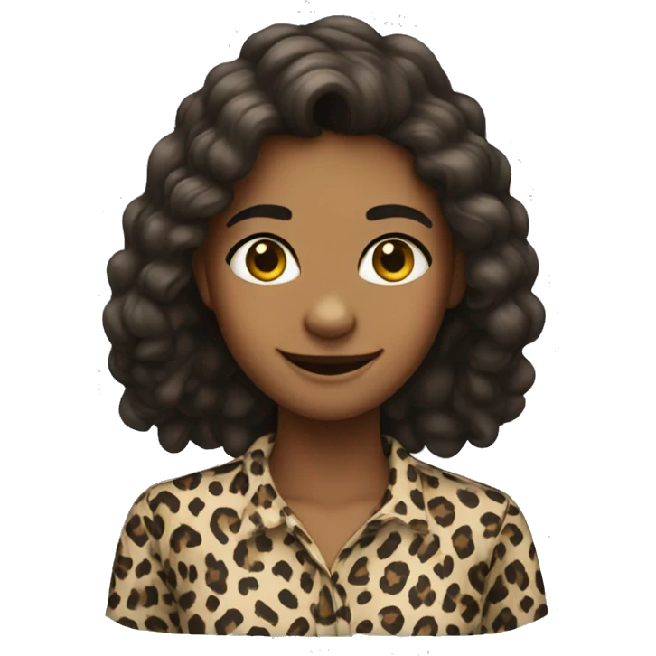 leopard shirt girl smiling emoji