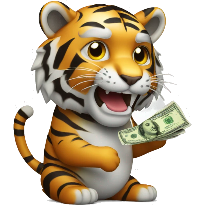 A tiger holding money emoji