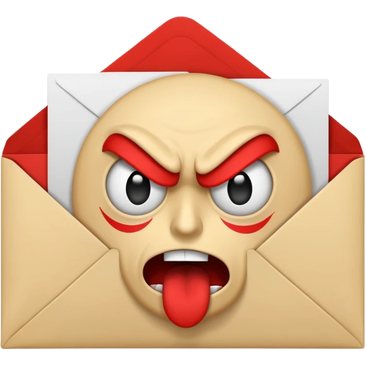 Envelope with bill in it. The envelope has a mad face emoji