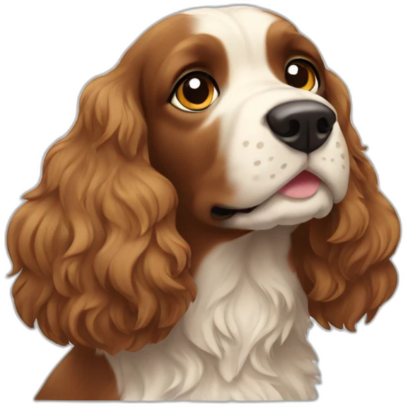 Spaniel haciendo un guión emoji