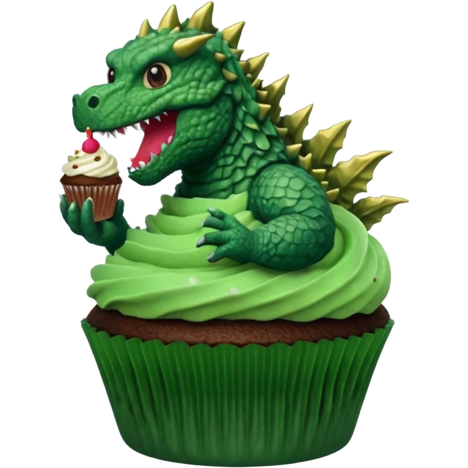 Godzilla eating a cupcake emoji