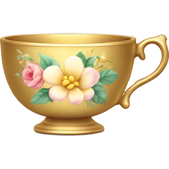 Gold teacup with floral pattern  emoji