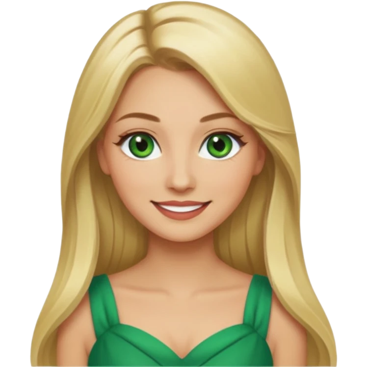 Fille cheuveux blond longt yeux vert  maquiller robe  Métisse chronique emoji