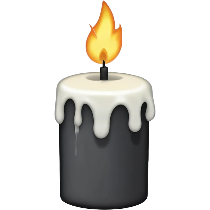 Minimalist emoji-style sticker of a candle with a broken or melted top and rising black smoke. No flame. Matte style. emoji