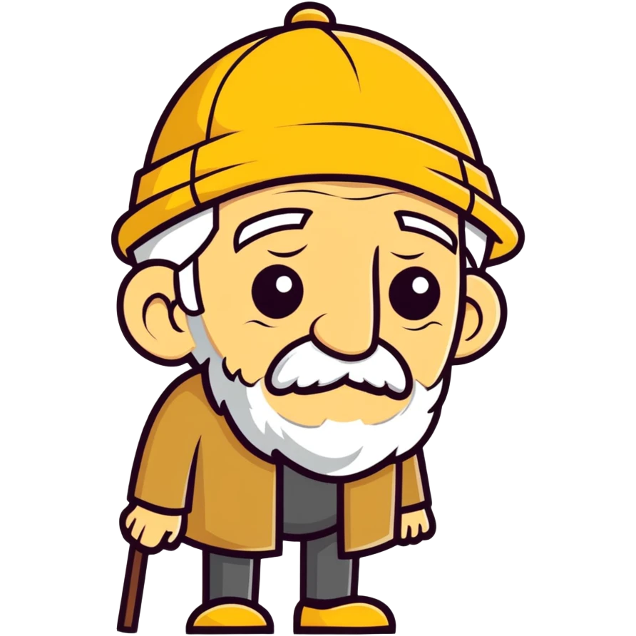 Golden cap with old blind man ￼ emoji