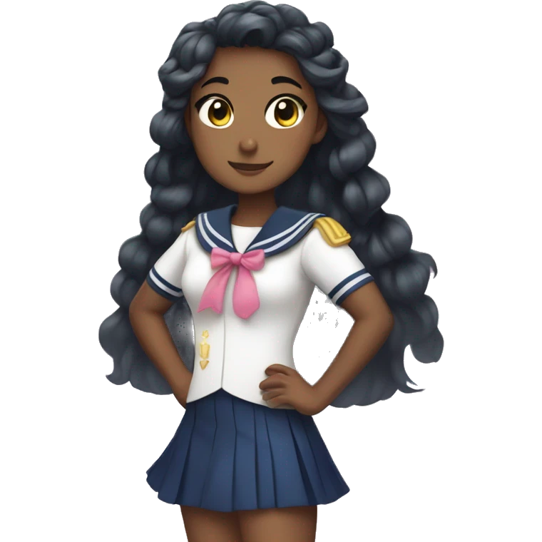 magical girl in sailor uniform olive skin emoji