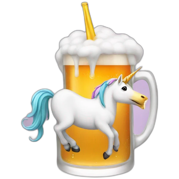 unicorn drinnking a beer emoji