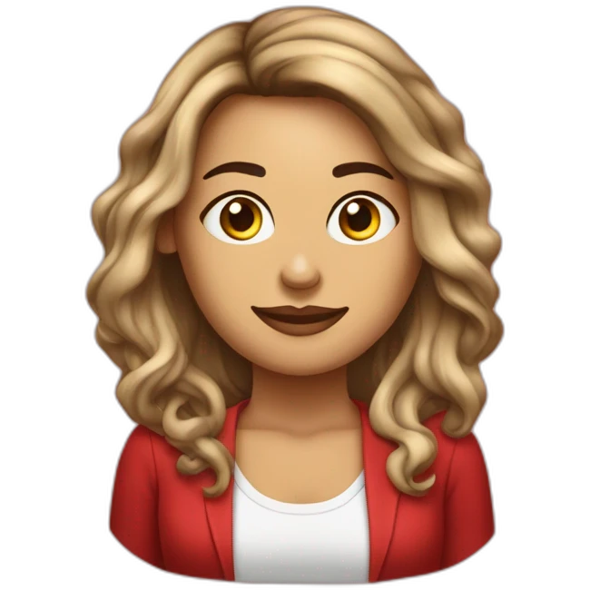 terapeuta vocacional mujer de cabello largo color rojo risado sin lentes emoji