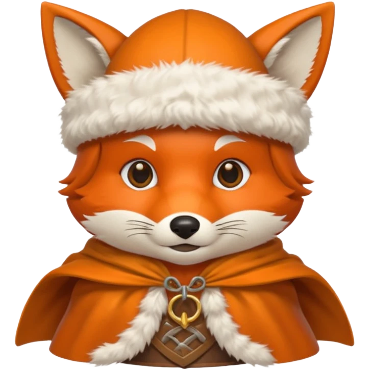 Fox wearing viking hat and fur cape emoji