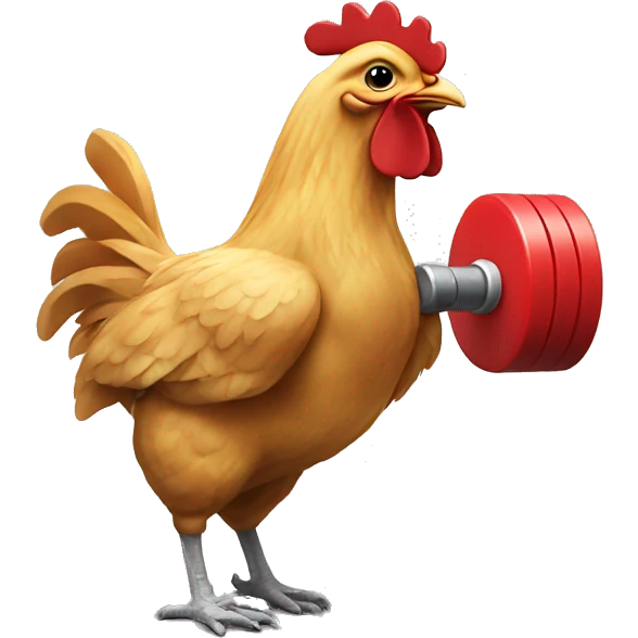 chicken with dumbell emoji