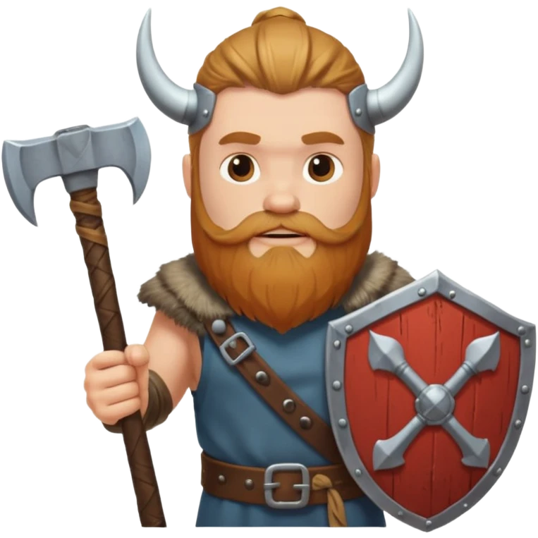 Bearded viking holding axe and shield emoji