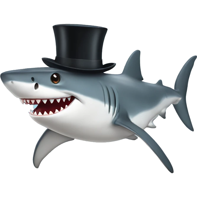 Shark with a top hat emoji