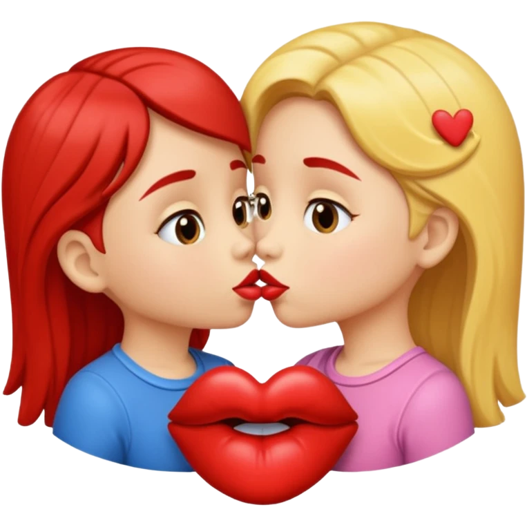 two 5 year old gals kissing on the lips emoji
