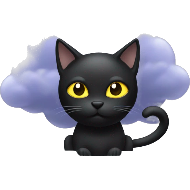 Black cat with storm cloud behind it emoji
