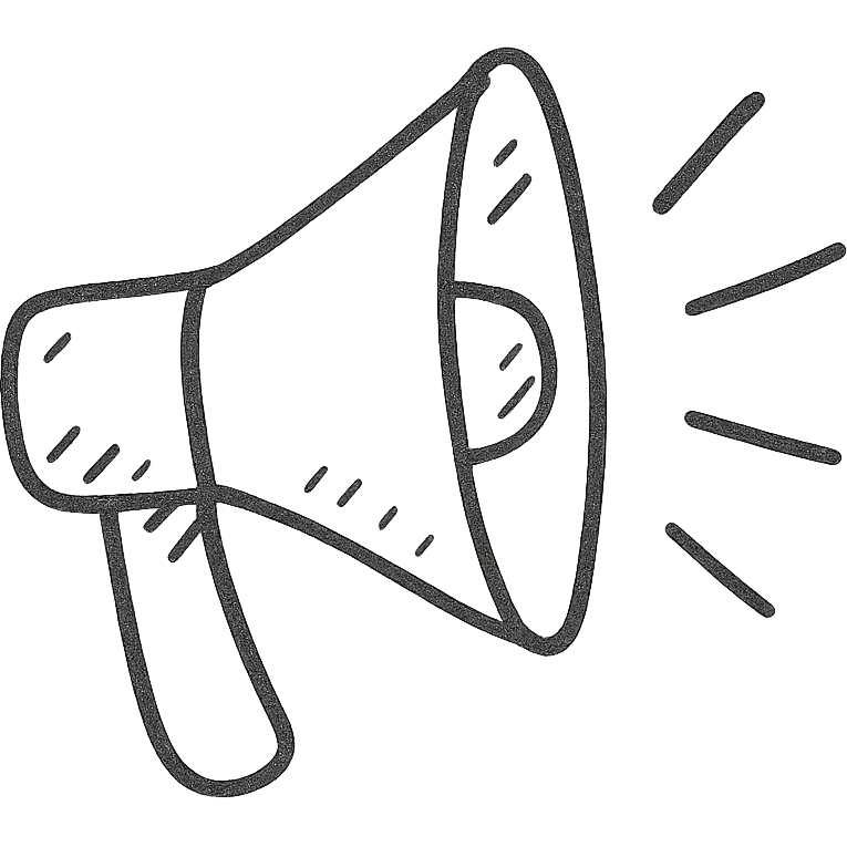 hand-drawn outlined loudspeaker icon emoji