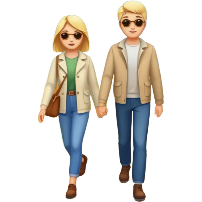 a Footpath on a park and two  people are walking the walking path should visible  emoji