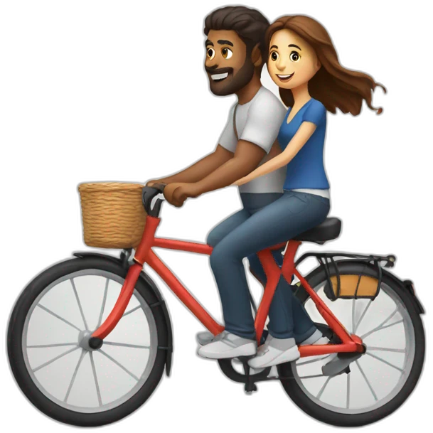 Man riding bike with girlfriend  emoji