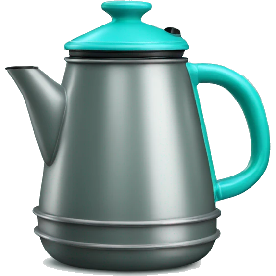 Realistic turquoise camping coffee pot isolated.  emoji