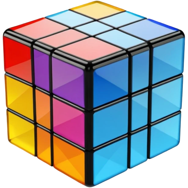 Transparent glass Rubix cube emoji