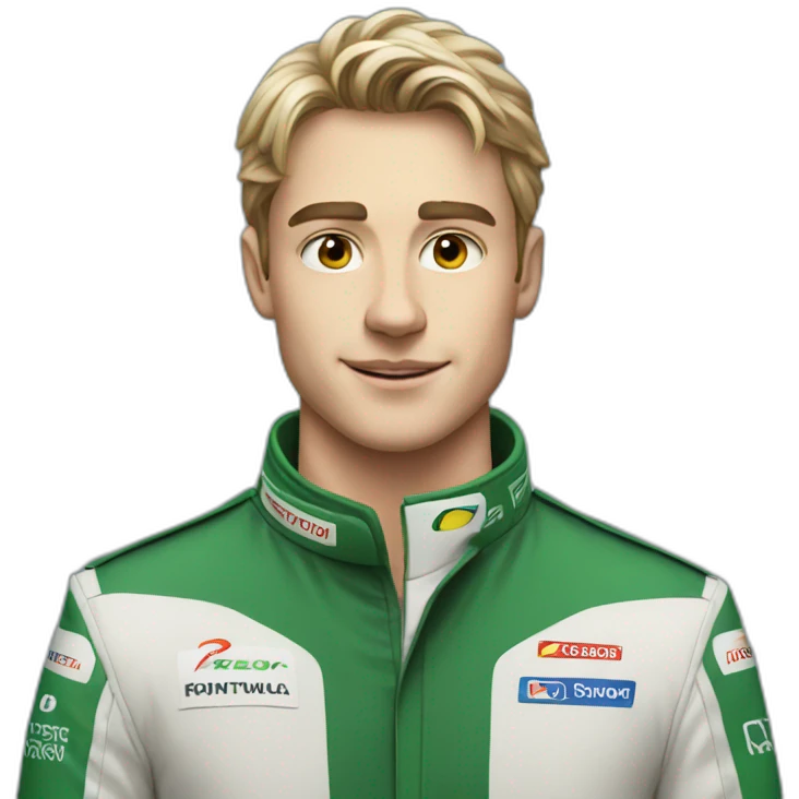 Smart young man in formula one car emoji
