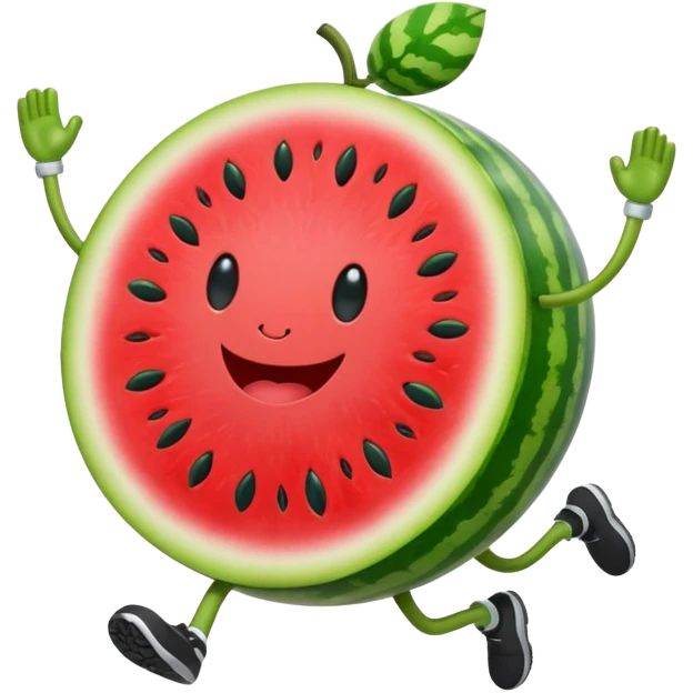 Running Watermelon fruit with arms and legs  emoji