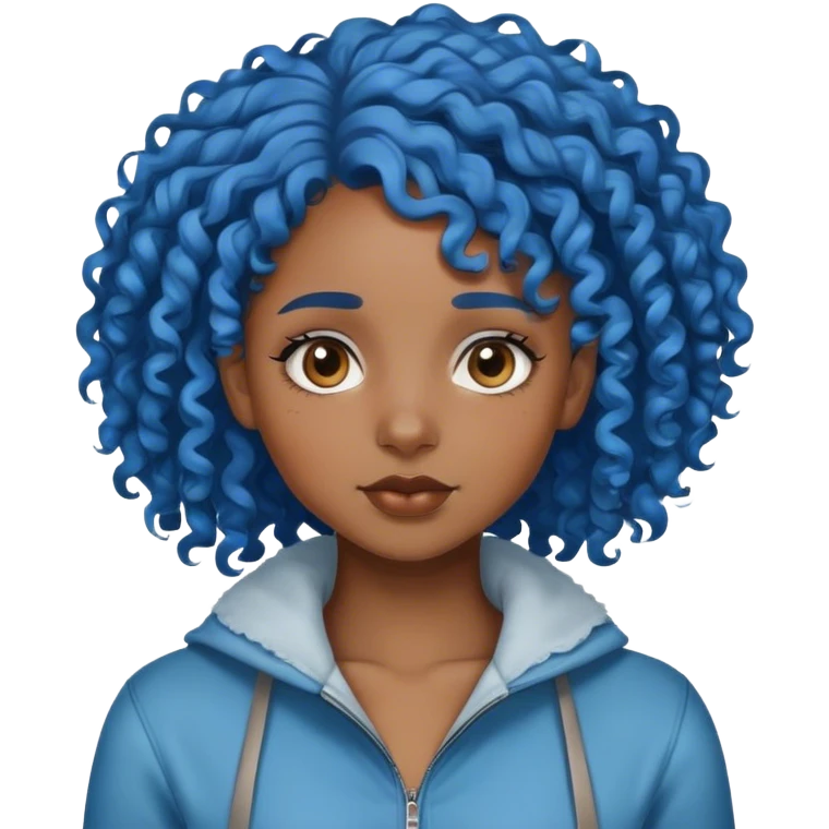 black girl with blue curly hair emoji