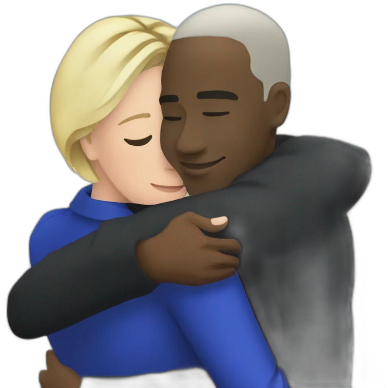 Marine le Pen hugging a black man emoji