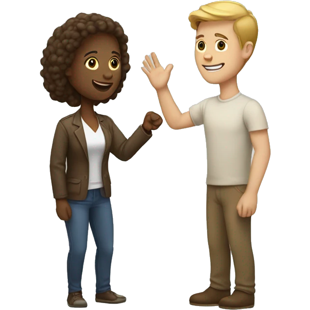 White man high-fiving a woman with light brown skin emoji