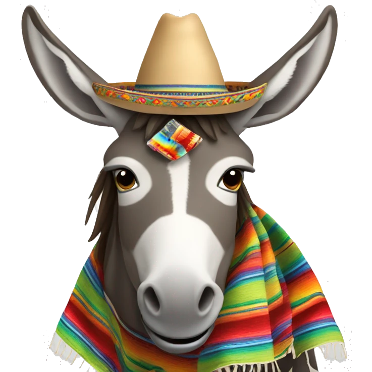 Donkey wearing a serape and sombrero  emoji