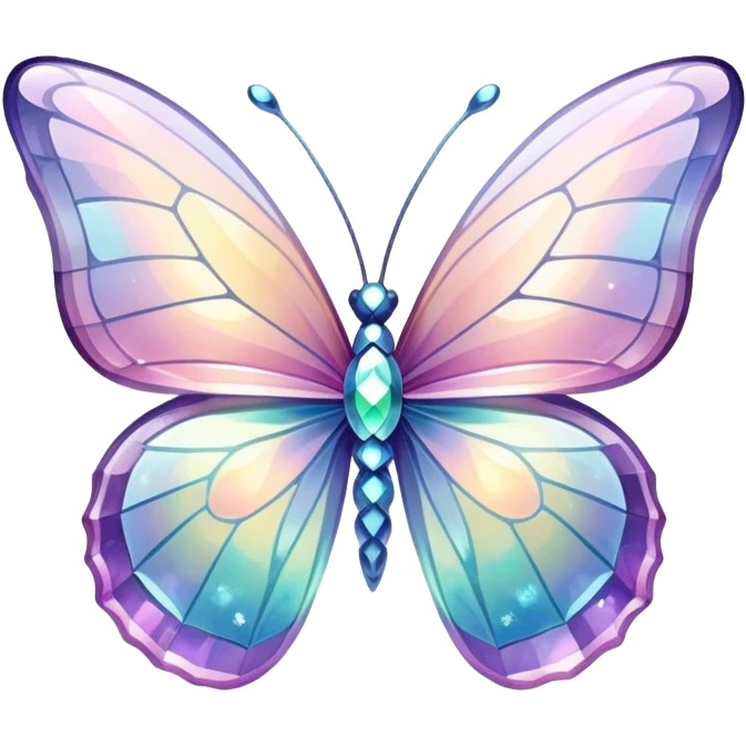Pastel sparkly iridescent glass crystal butterfly emoji