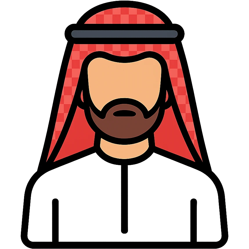 icon representing Saudi culture with man in thobe and ghutra in modern color outline style emoji