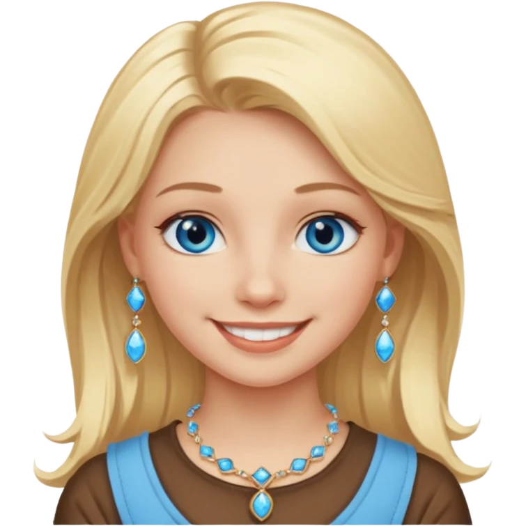 smiling blonde girl with blue eyes and jewelry  emoji