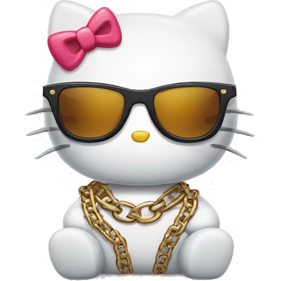 Hello kitty wearing sunglasses and chains emoji