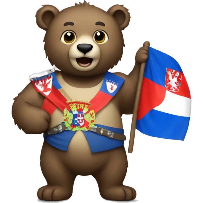 Bear holding serbian flag  emoji