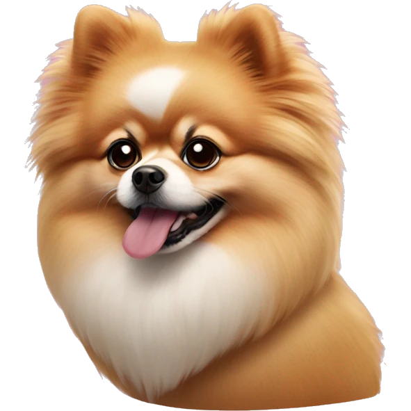 Pomeranian wearing clown nose and makeup emoji