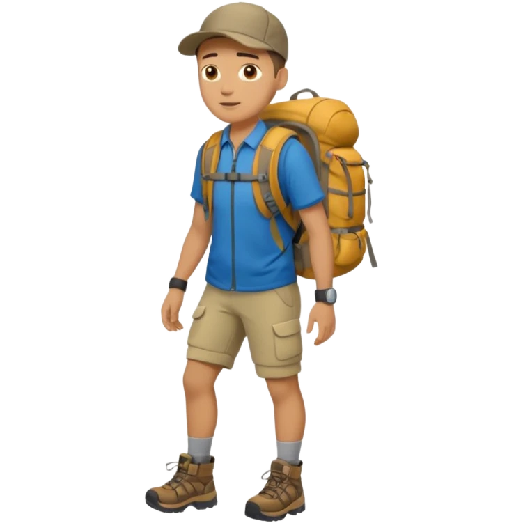 ligth man with backpack and hiking clothes, full body emoji