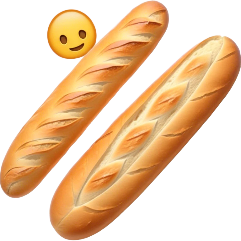 Cinematic Realistic Baguette Bread Emoji, showcasing a long, crusty baguette with a crisp exterior and soft interior rendered with lifelike textures and warm, rustic lighting. emoji