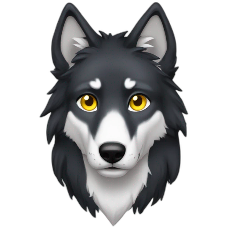 Young man long black hair wolf ears yellow eyes emoji