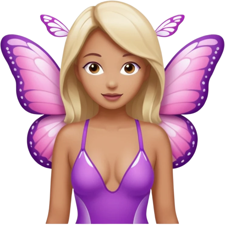 Mommy Pink Swimsuit White Butterfly Wings And  Mommy Purple Swimsuit White Butterfly Wings emoji