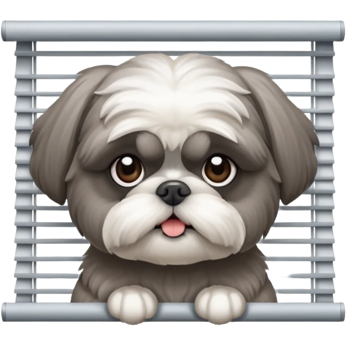 cute all grey shih tzu peeking through window blinds emoji