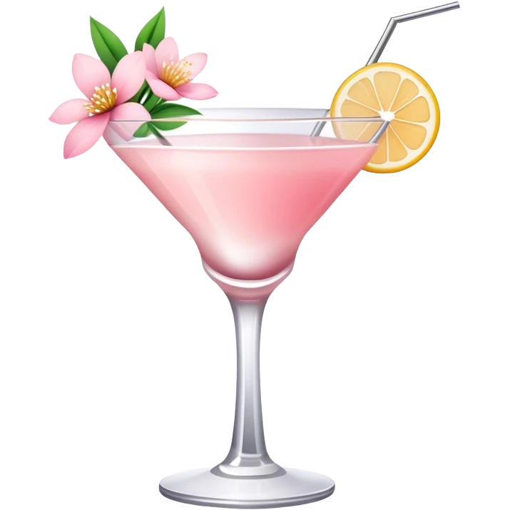 Light pink cocktail with flowers emoji