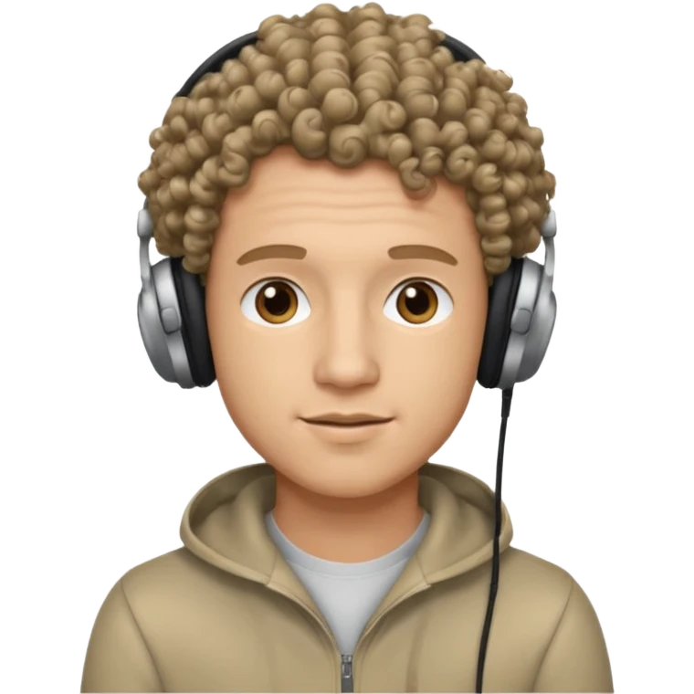 curly hair man wearing headphones no microphone emoji