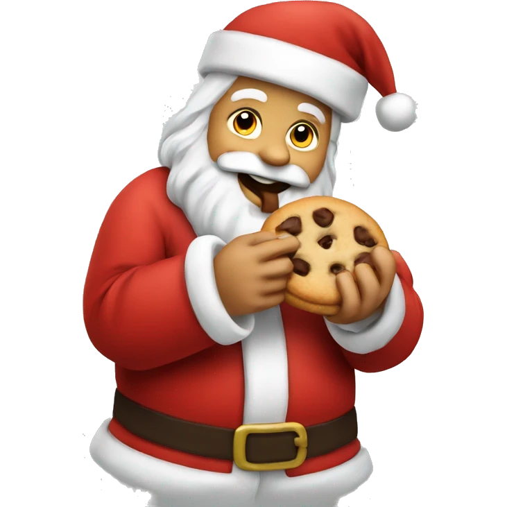 Santa Claus eating a cookie emoji